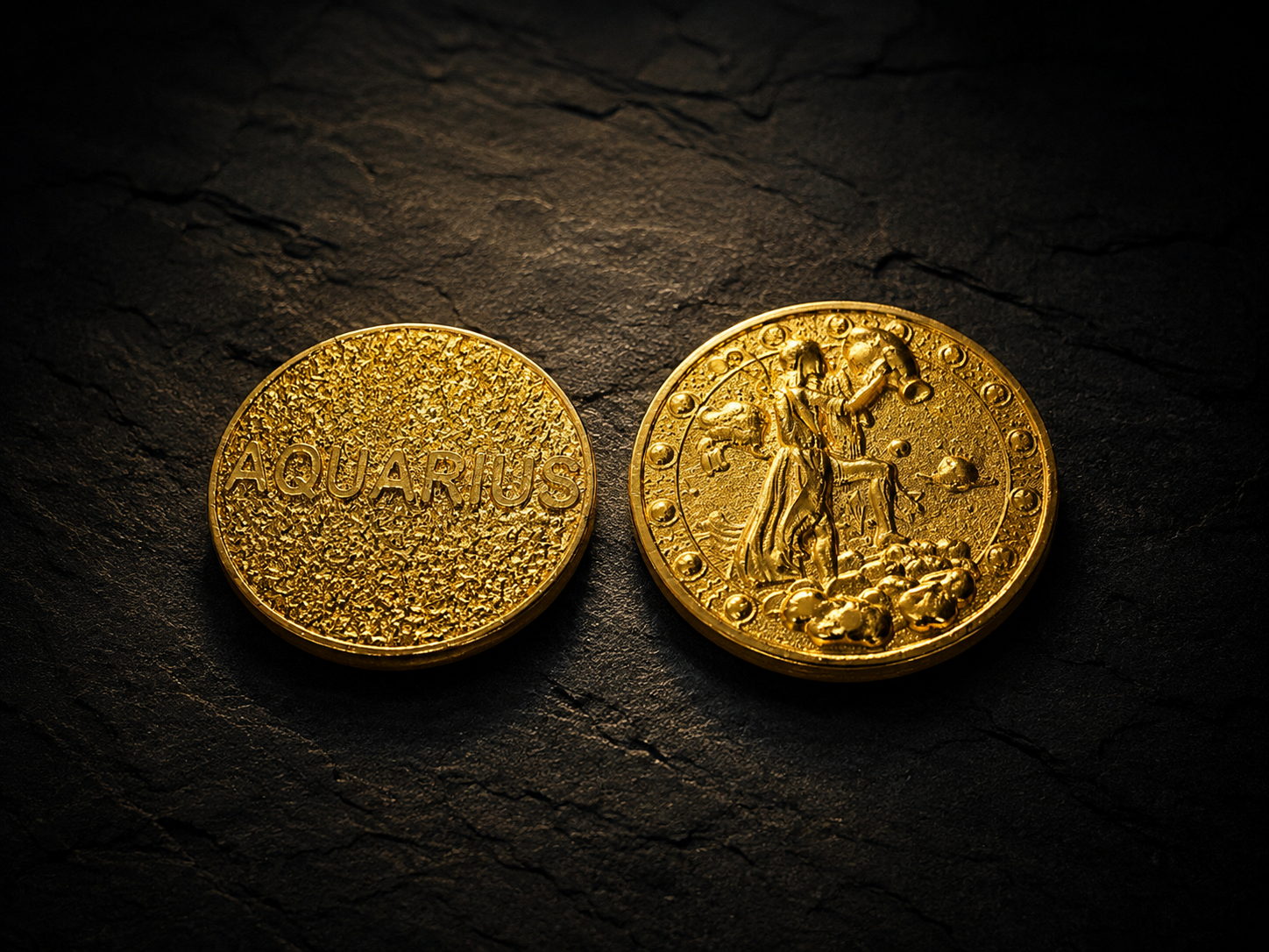 Aquarius (Kumbha Rashi) Gold Plated Zodiac Coin – Rashi Sikka for Tijori, Purse &amp; Puja | Energized &amp; Siddh
