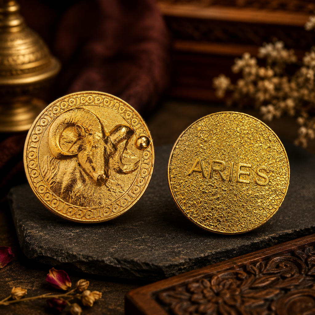 Aries (Mesh Rashi) Bracelet with FREE Gold Plated Aries Zodiac Coin | Energized & Siddh