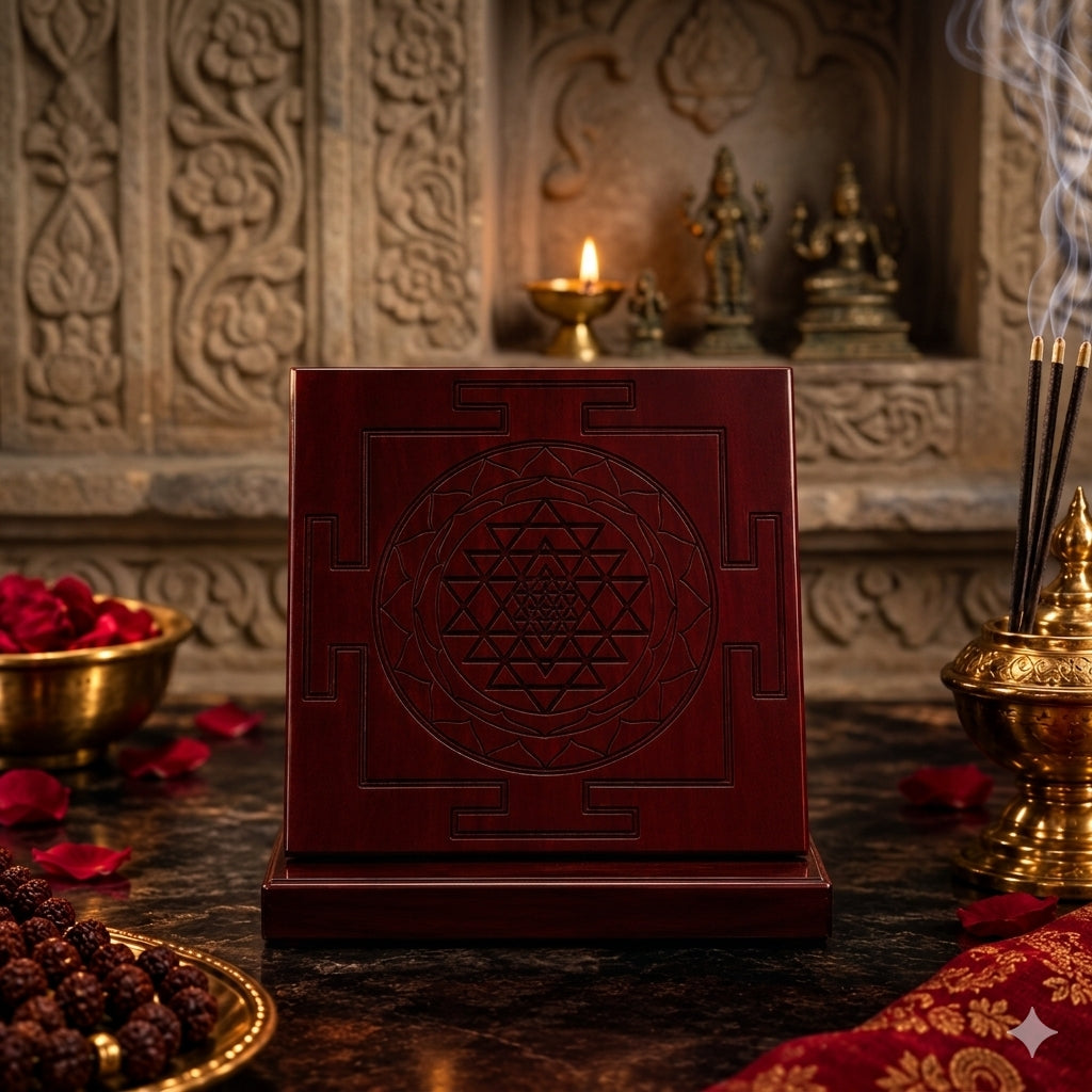 Lal Chandan Shri Yantra – Lalita Sahasranam Se Siddh | Vastu Dosh & Dhan Badha Nivaran | 100% Original Red Sandalwood
