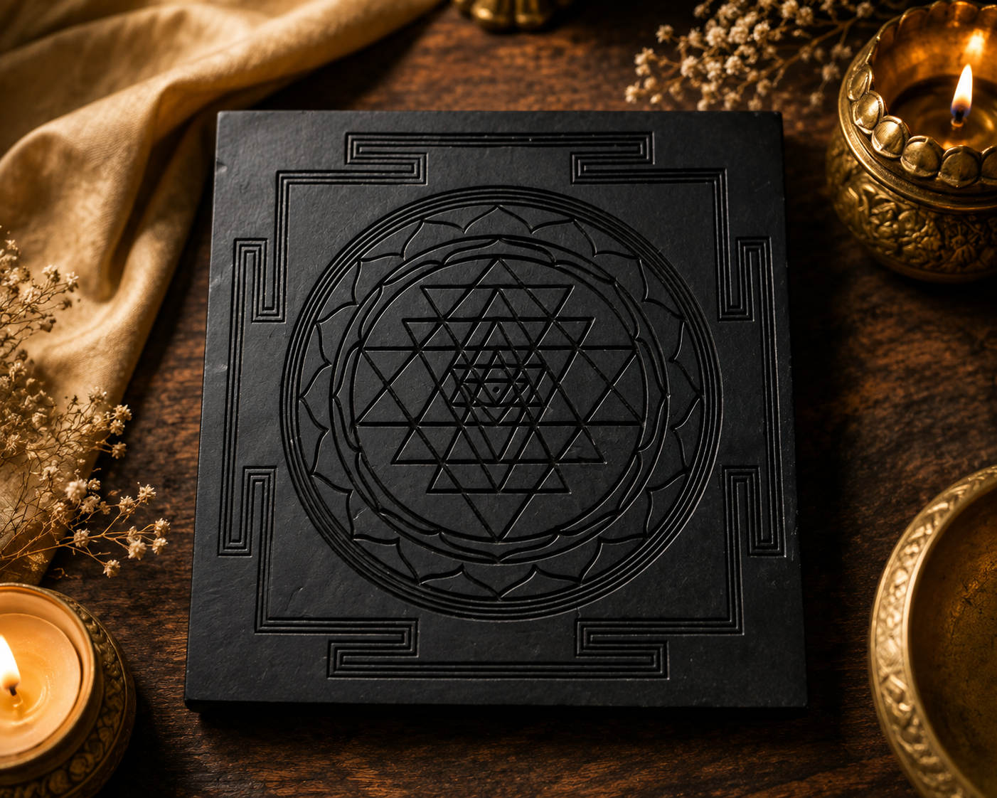 Karungali Shri Yantra – Maa Lakshmi's Sacred Yantra in Black Ebony for Wealth, Vastu & Protection