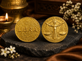 Libra (Tula Rashi) Gold Plated Zodiac Coin – Rashi Sikka for Tijori, Purse &amp; Puja | Energized &amp; Siddh