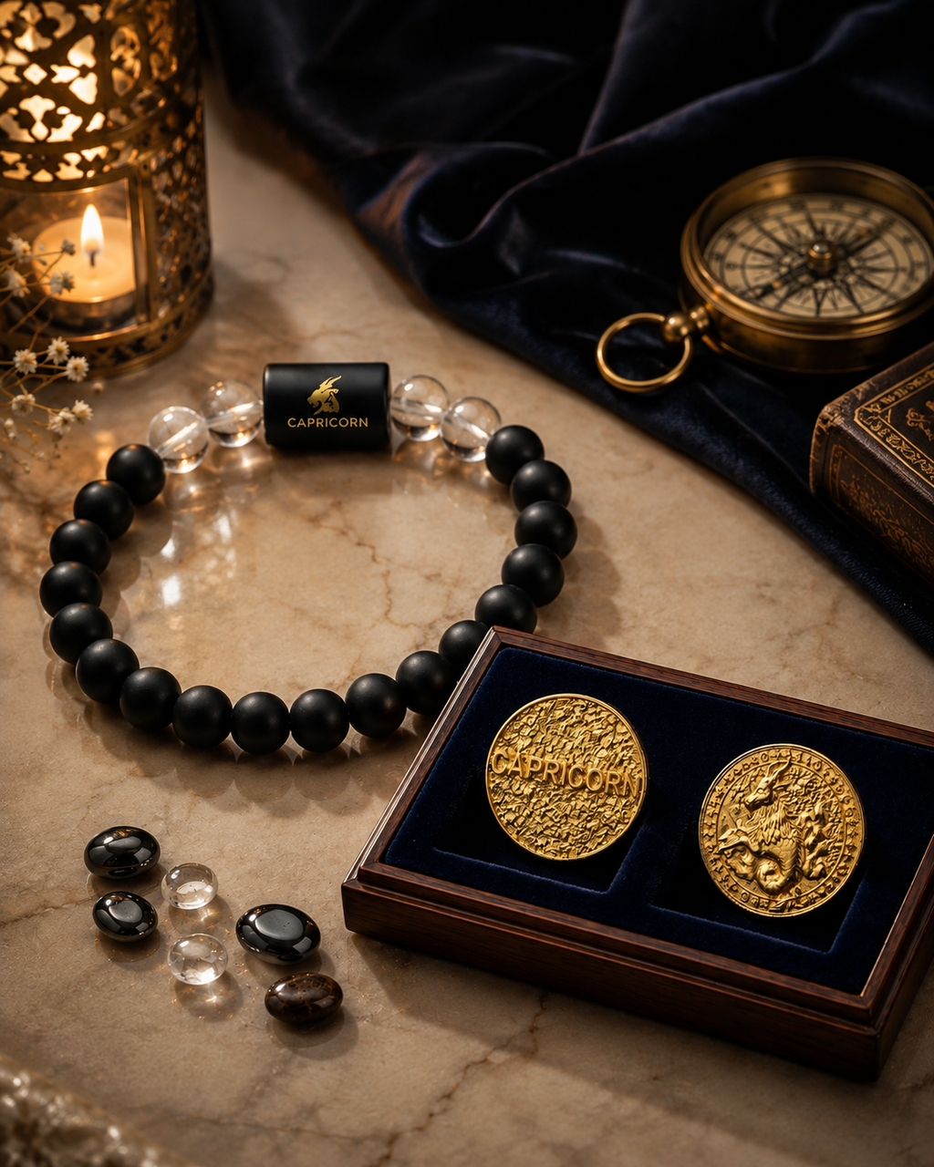 Capricorn (Makar Rashi) Bracelet with FREE Gold Plated Capricorn Zodiac Coin | Energized & Siddh