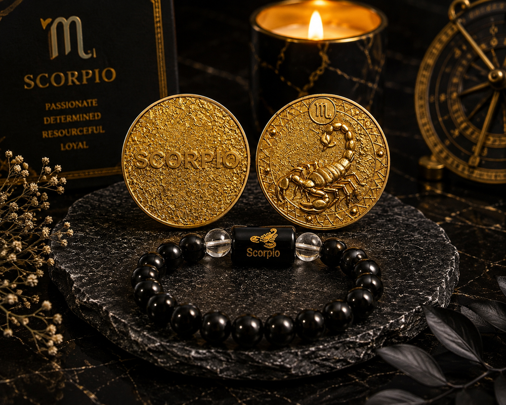 Scorpio (Vrishchika Rashi) Bracelet with FREE Gold Plated Scorpio Zodiac Coin | Energized & Siddh