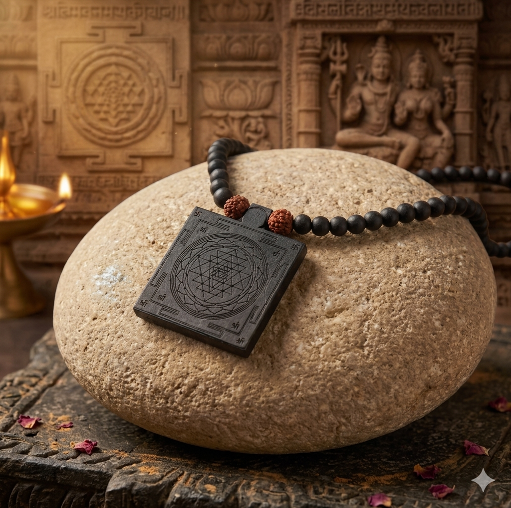 Karungali Shri Yantra Mala – Maa Lakshmi's Sacred Yantra Pendant for Wealth & Abundance