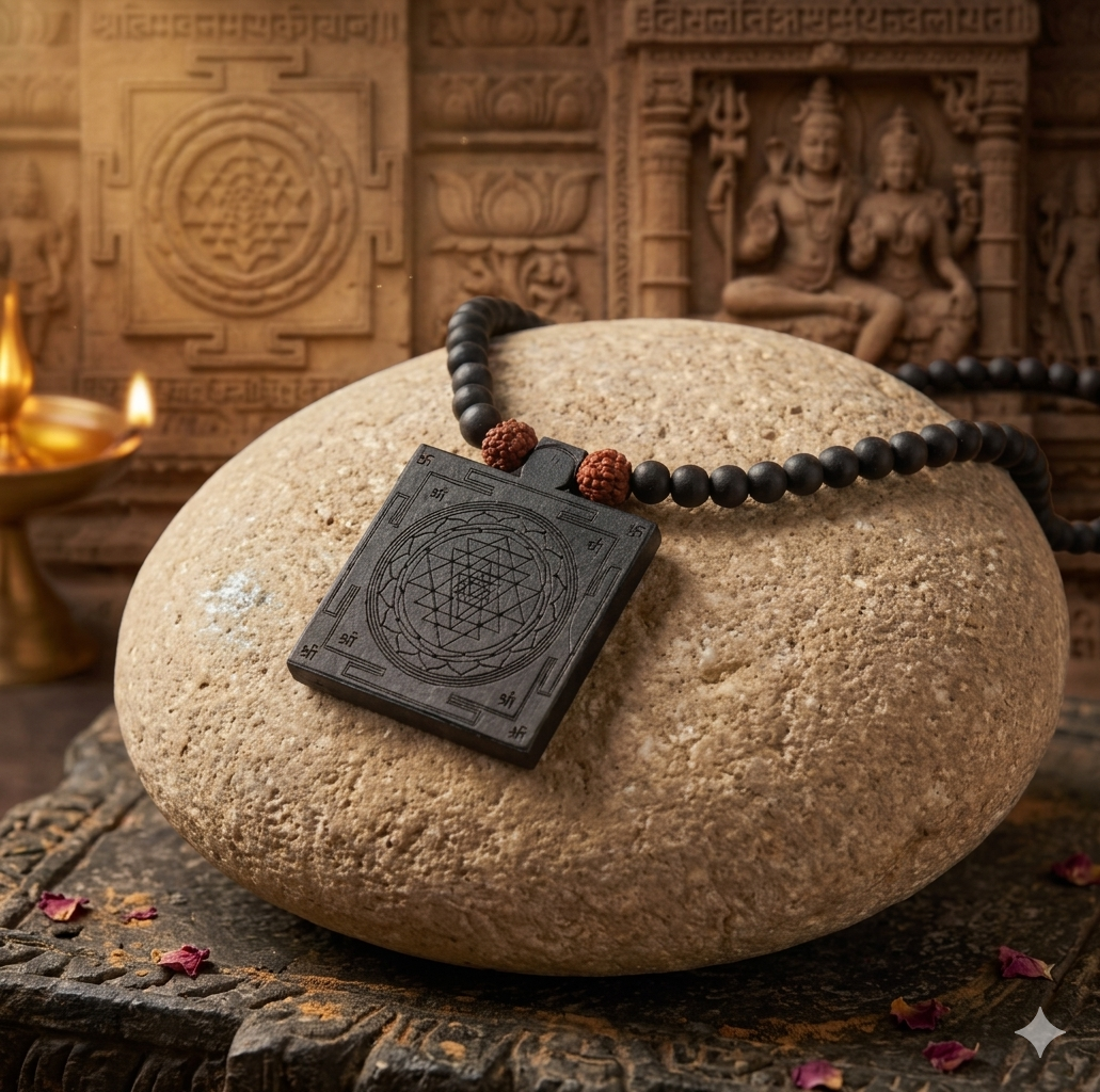Karungali Shri Yantra Mala – Maa Lakshmi's Sacred Yantra Pendant for Wealth & Abundance