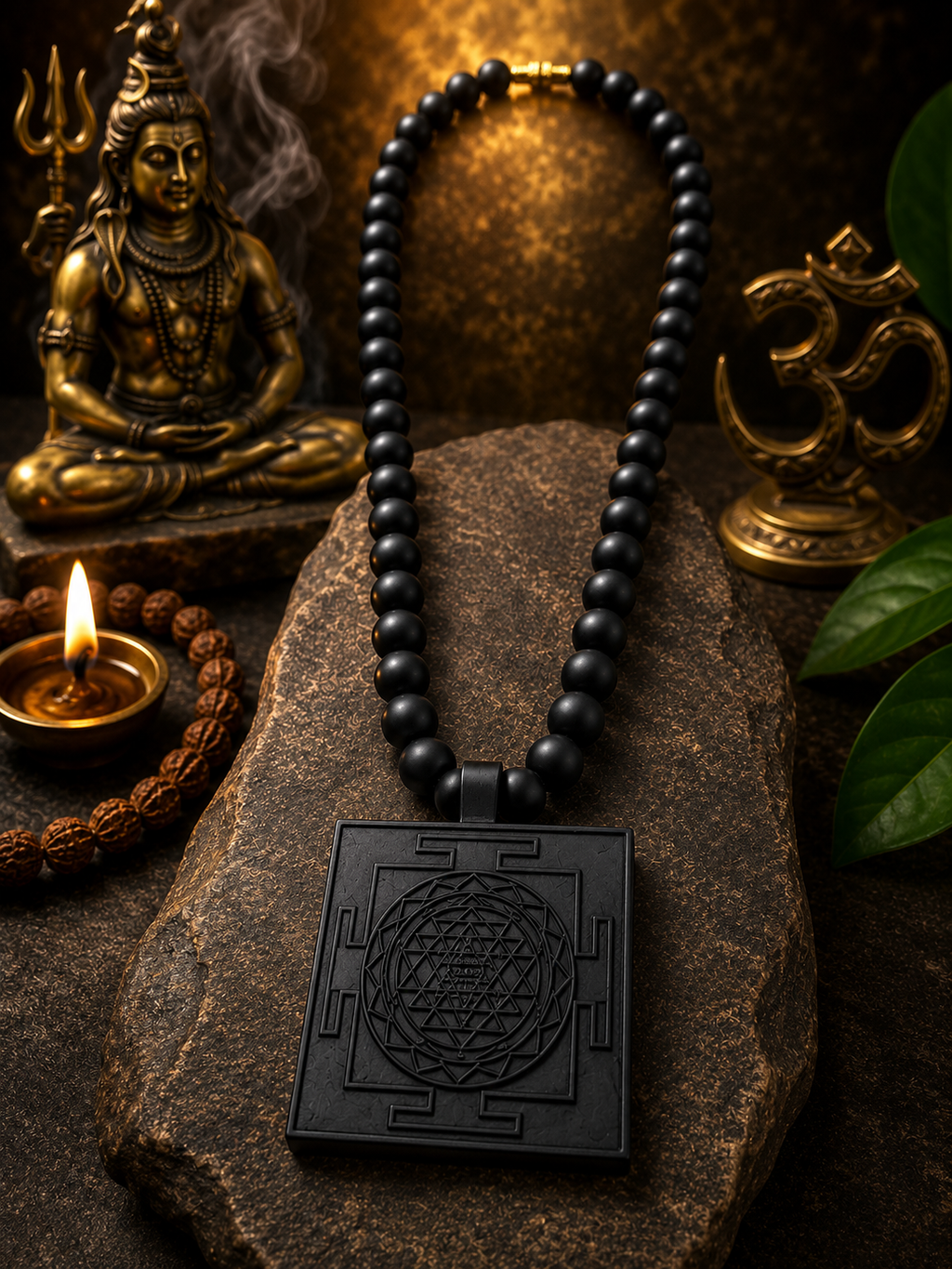 Karungali Shri Yantra Mala – Maa Lakshmi's Sacred Yantra Pendant for Wealth & Abundance