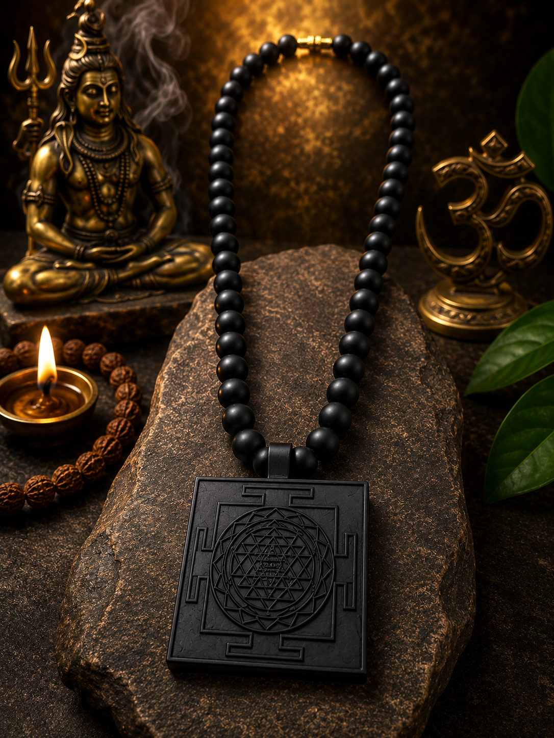 Karungali Shri Yantra Mala – Maa Lakshmi's Sacred Yantra Pendant for Wealth & Abundance