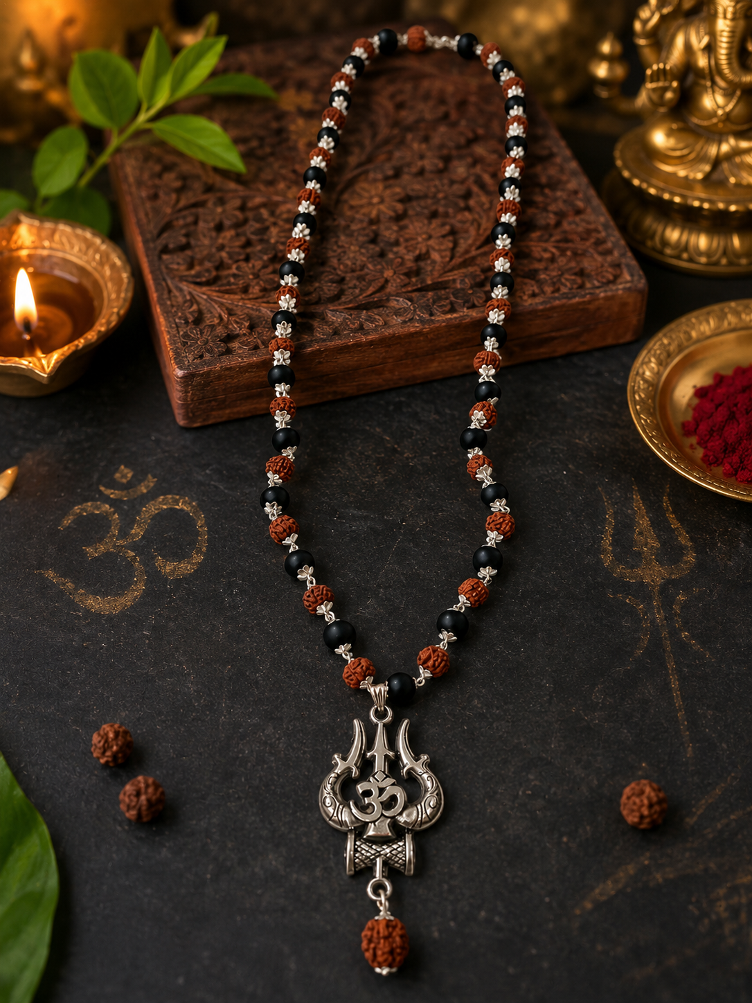 German Silver Rudraksha Karungali Mala