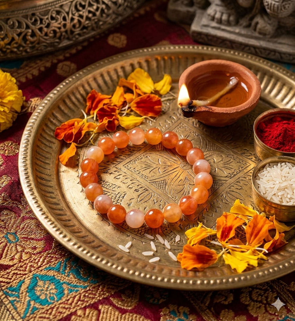 Mulank 1 Bracelet on puja thali