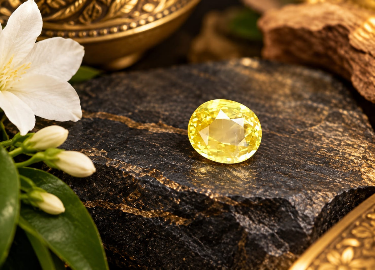 Pukhraj (Yellow Sapphire) – पुखराज | Ceylon Non-Heated | गुरु का रत्न | Lab Certified